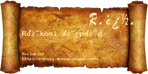 Rákosi Árpád névjegykártya